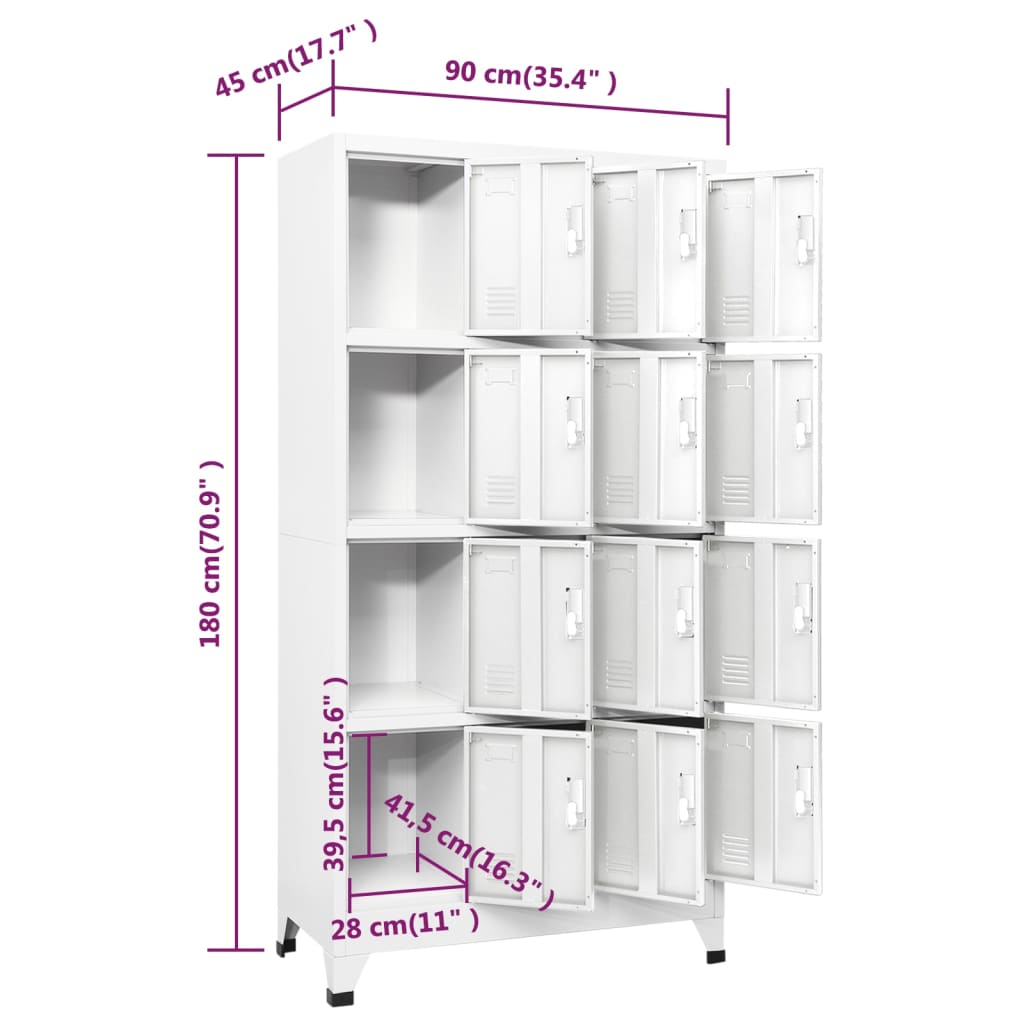 Armadietto a Chiave con 12 Scomparti 90x45x180 cm   cod mxl 53257