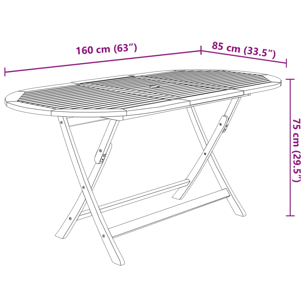 Set da Pranzo da Esterno 9 pz Pieghevole in Massello Acacia 43378