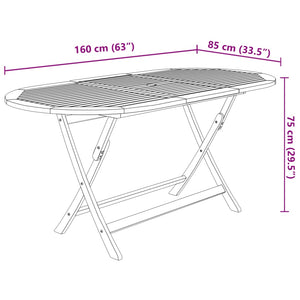 Set da Pranzo da Esterno 9 pz Pieghevole in Massello Acacia 43378