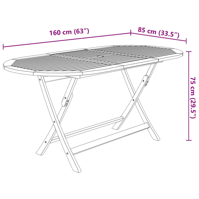 Set da Pranzo da Esterno 9 pz Pieghevole in Massello Acacia 43378