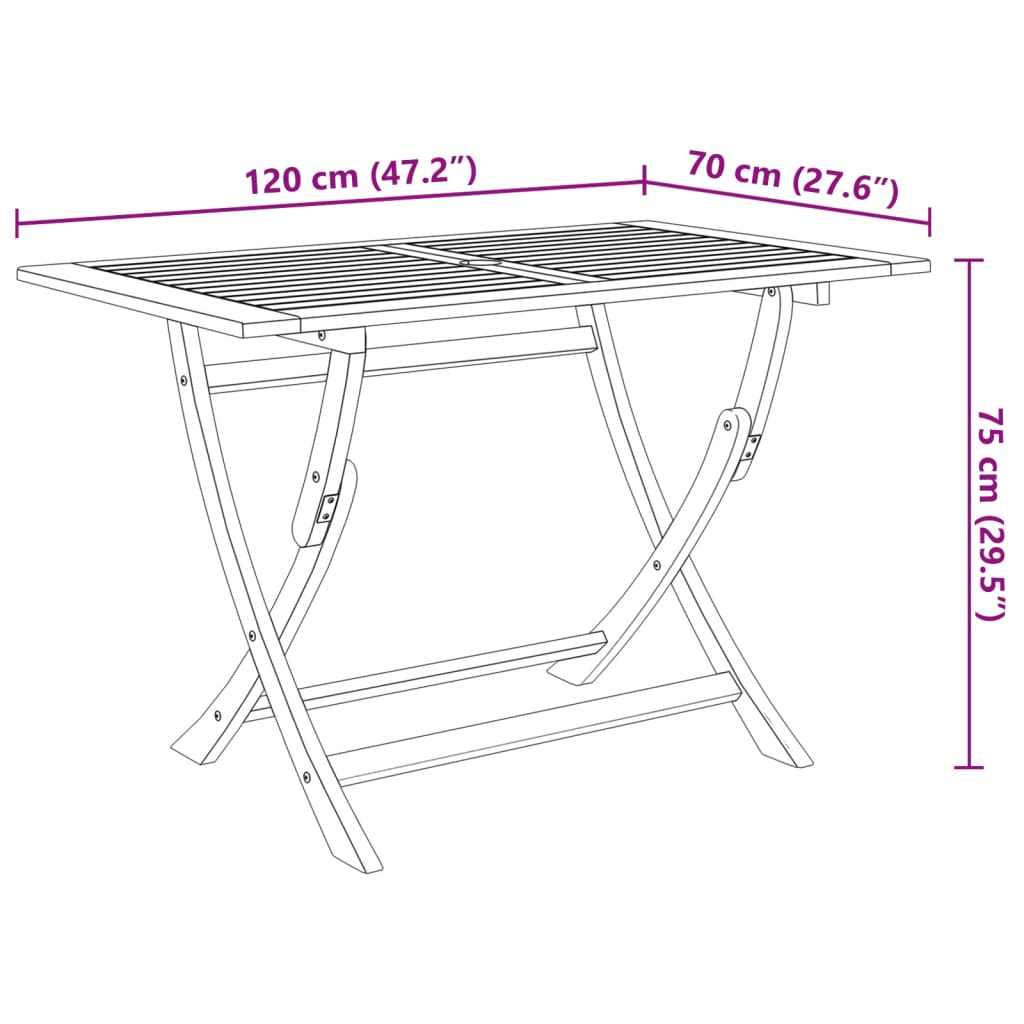 Set da Pranzo da Giardino 7 pz Pieghevole in Massello di Acacia cod mxl 52234