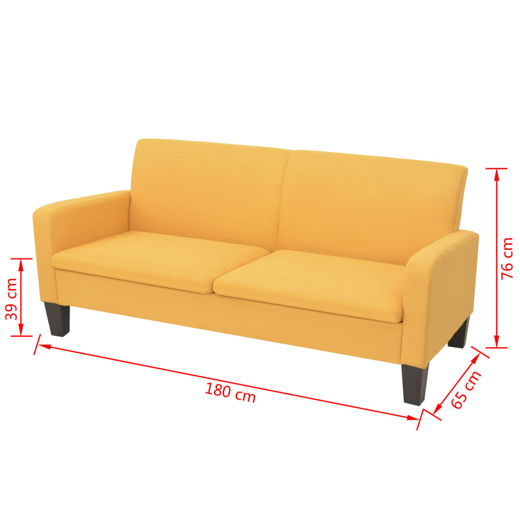 Divano a 3 Posti 180x65x76 cm Giallo cod mxl 21514