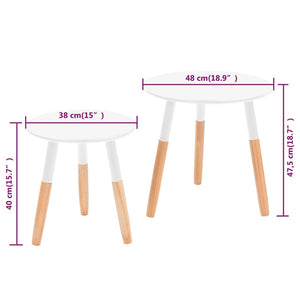 Set Tavolini 2 pz in Legno Massello di Pino Bianchi