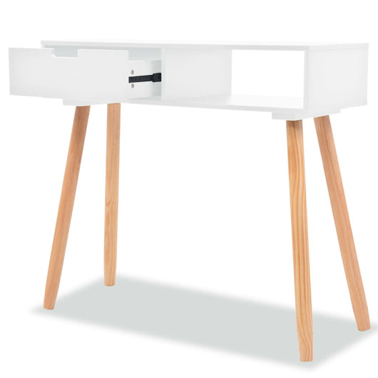 Tavolo Consolle in Legno di Pino Massello 80x30x72 cm Bianco