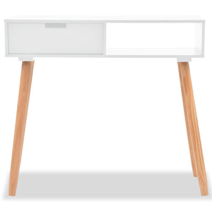 Tavolo Consolle in Legno di Pino Massello 80x30x72 cm Bianco