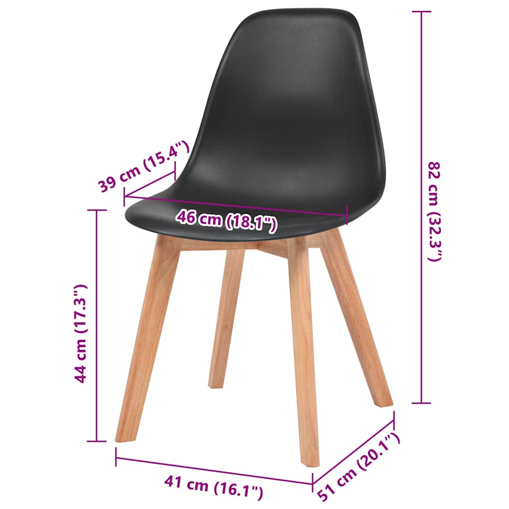 Sedie da Pranzo 4 pz Nere in Plastica 244778