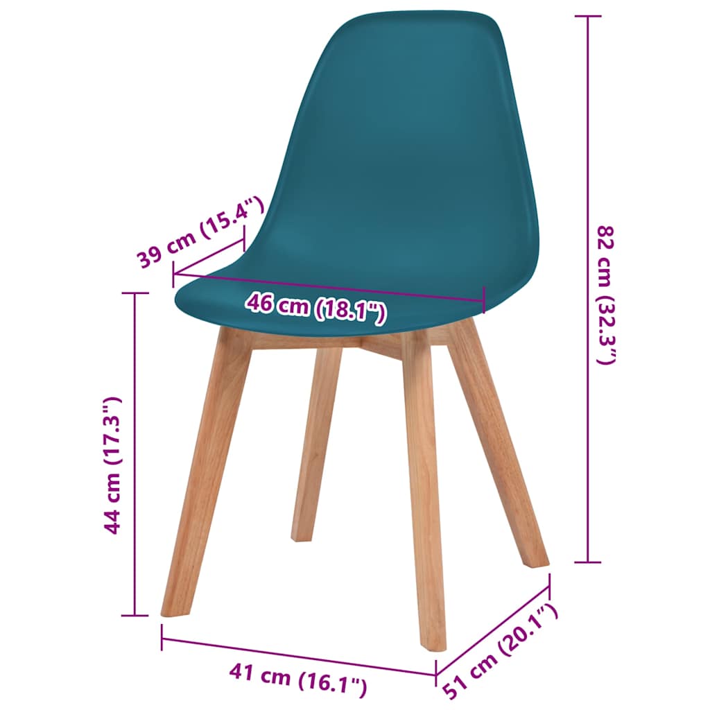 Sedie da Pranzo 6 pz Turchese in Plastica 244782