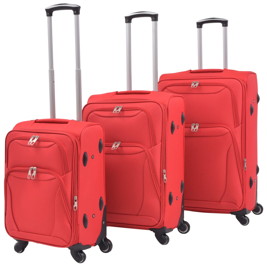 Set di Valigie Trolley 3 pz Morbide Rosse