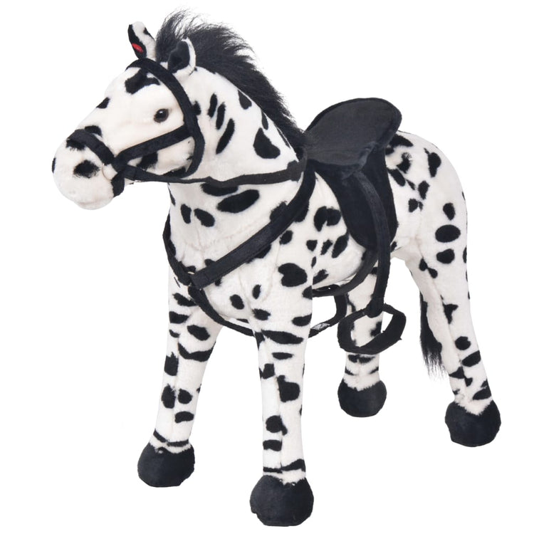 Cavallo in Peluche in Piedi Nero e Bianco XXL