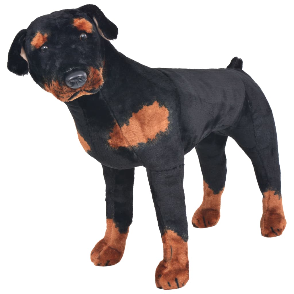 Cane Rottweiler in Peluche in Piedi Nero e Marrone XXL