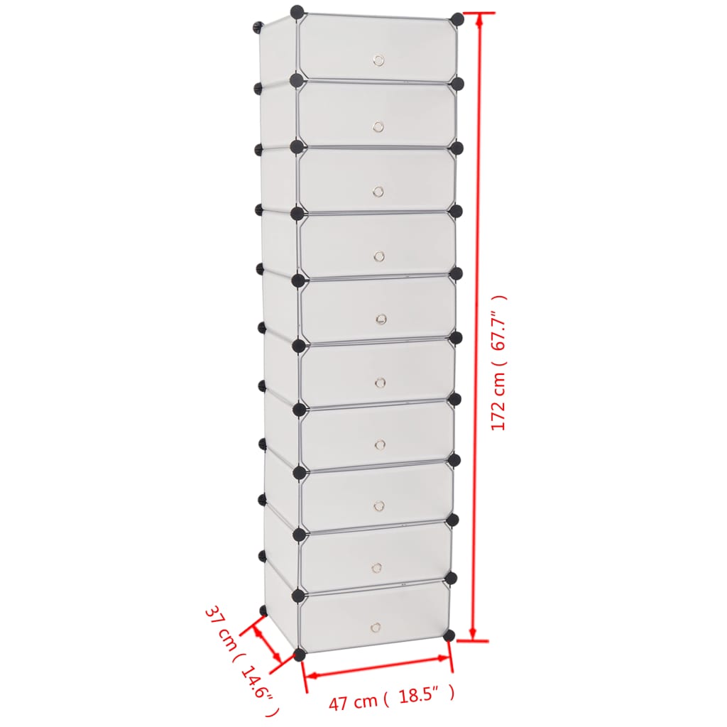 Scarpiera Modulare a 10 Scomparti Bianca cod mxl 50848