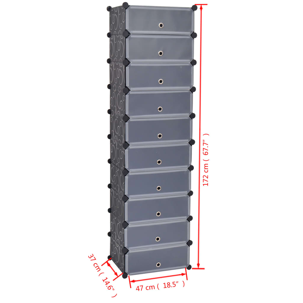 Scarpiera Modulare a 10 Scomparti Nera cod mxl 49601