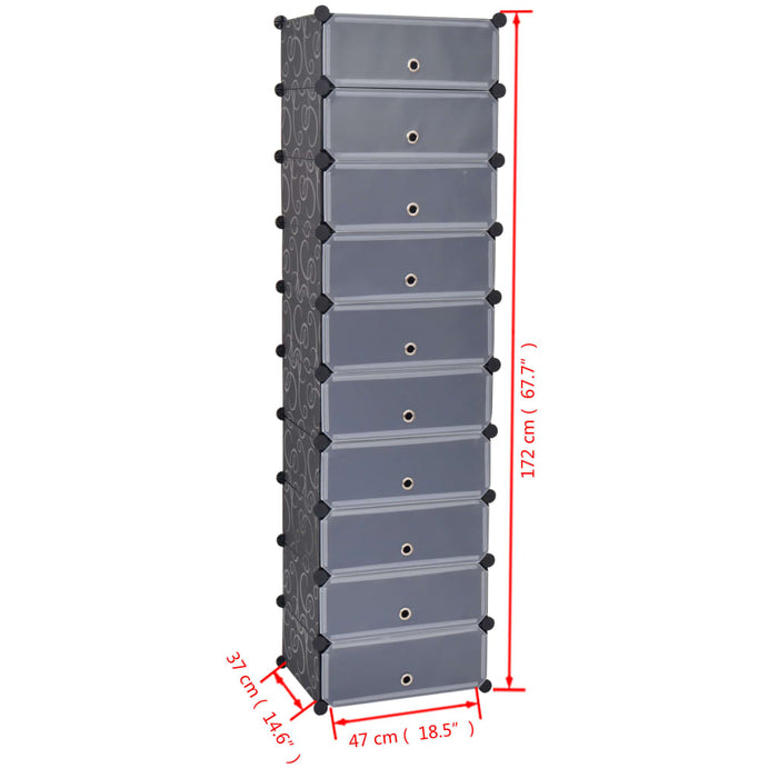 Scarpiera Modulare a 10 Scomparti Nera cod mxl 49601