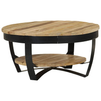 Tavolino da Caffè in Legno Massello Grezzo di Mango 65x32 cm 244675