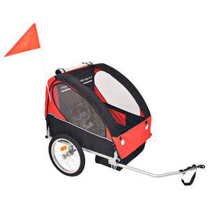 Rimorchio da Bici per Bambini Rosso e Nero 30 kg