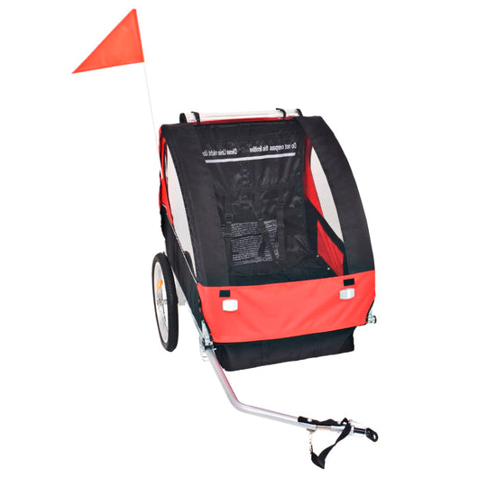 Rimorchio da Bici per Bambini Rosso e Nero 30 kg cod mxl 71016