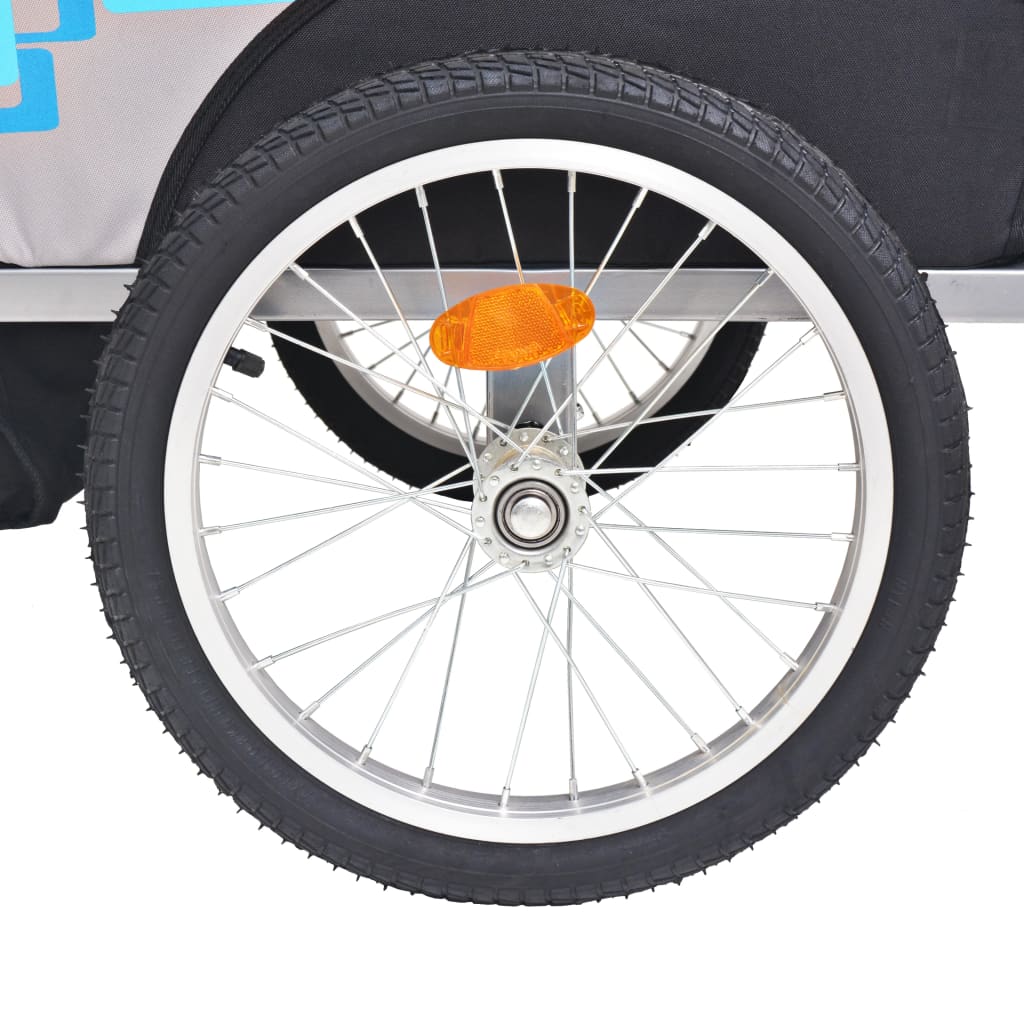 Rimorchio da Bici per Bambini Grigio e Blu 30 kg