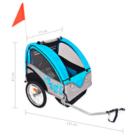 Rimorchio da Bici per Bambini Grigio e Blu 30 kg