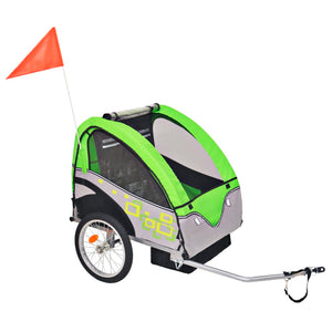 Rimorchio da Bici per Bambini Grigio e Verde 30 kg cod mxl 78242