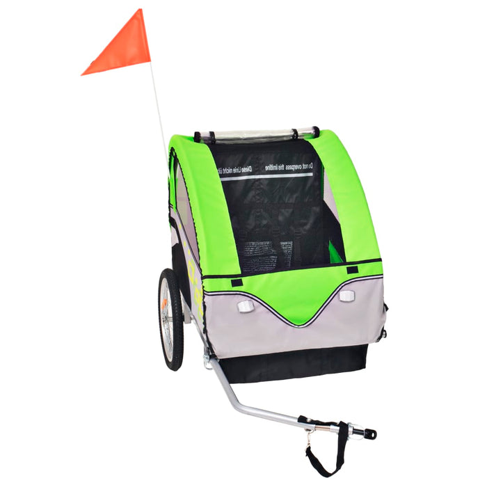 Rimorchio da Bici per Bambini Grigio e Verde 30 kg cod mxl 78242