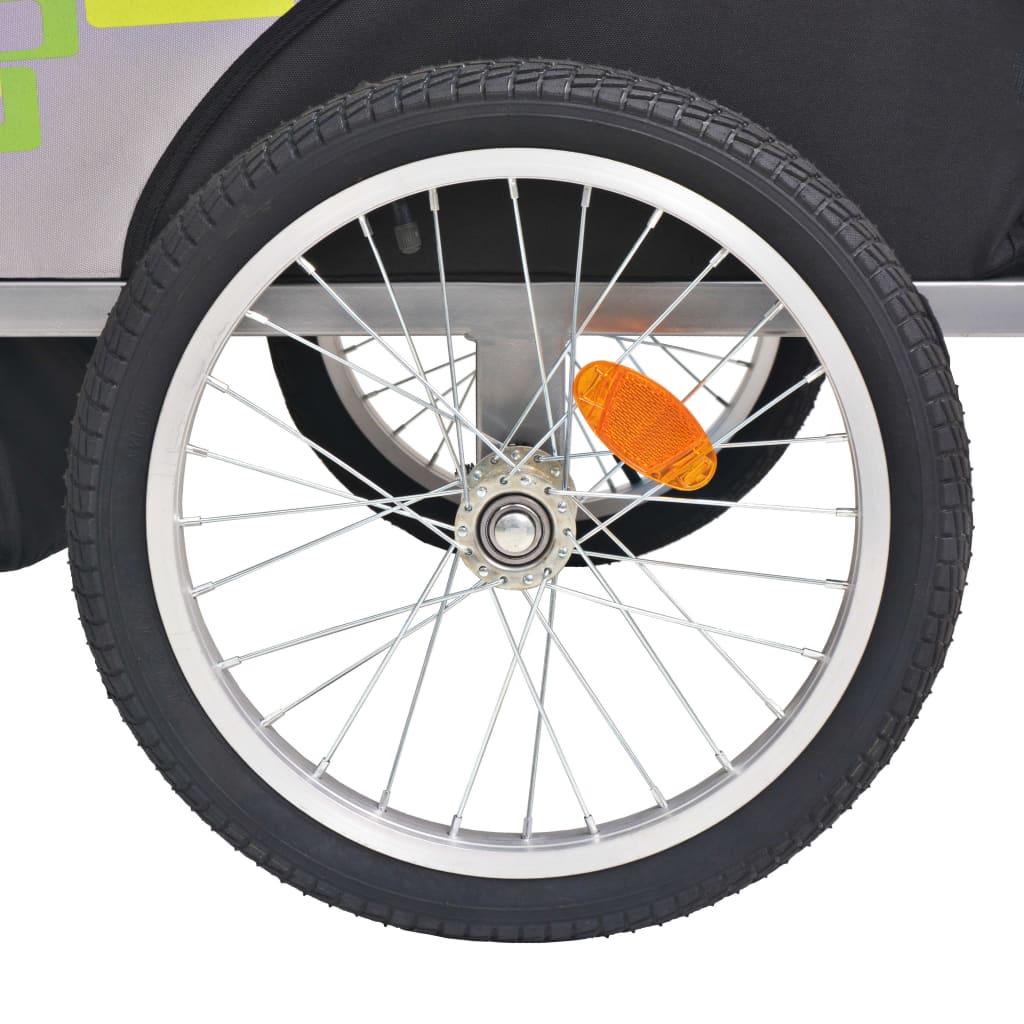 Rimorchio da Bici per Bambini Grigio e Verde 30 kg cod mxl 78242