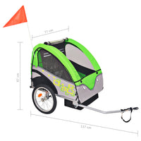 Rimorchio da Bici per Bambini Grigio e Verde 30 kg cod mxl 78242