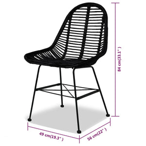 Sedie da Pranzo 4 pz Nere in Rattan Naturale cod mxl 9888