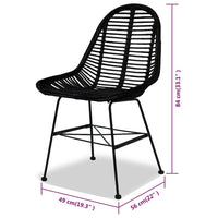 Sedie da Pranzo 4 pz Nere in Rattan Naturale 244572