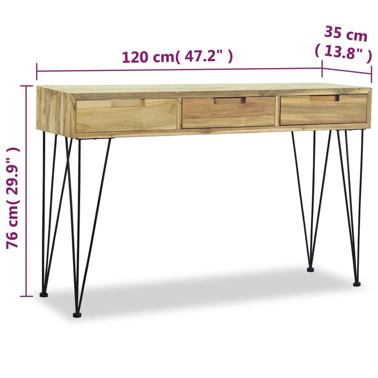 Tavolo Consolle 120x35x76 cm in Legno Massello di Teak cod mxl 18769