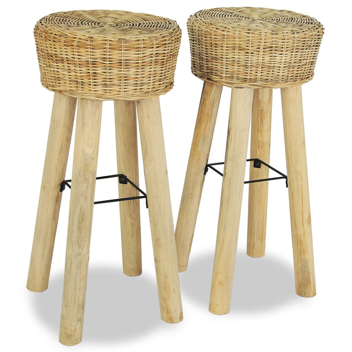 Sgabelli da Bar 2 pz in Rattan Naturale