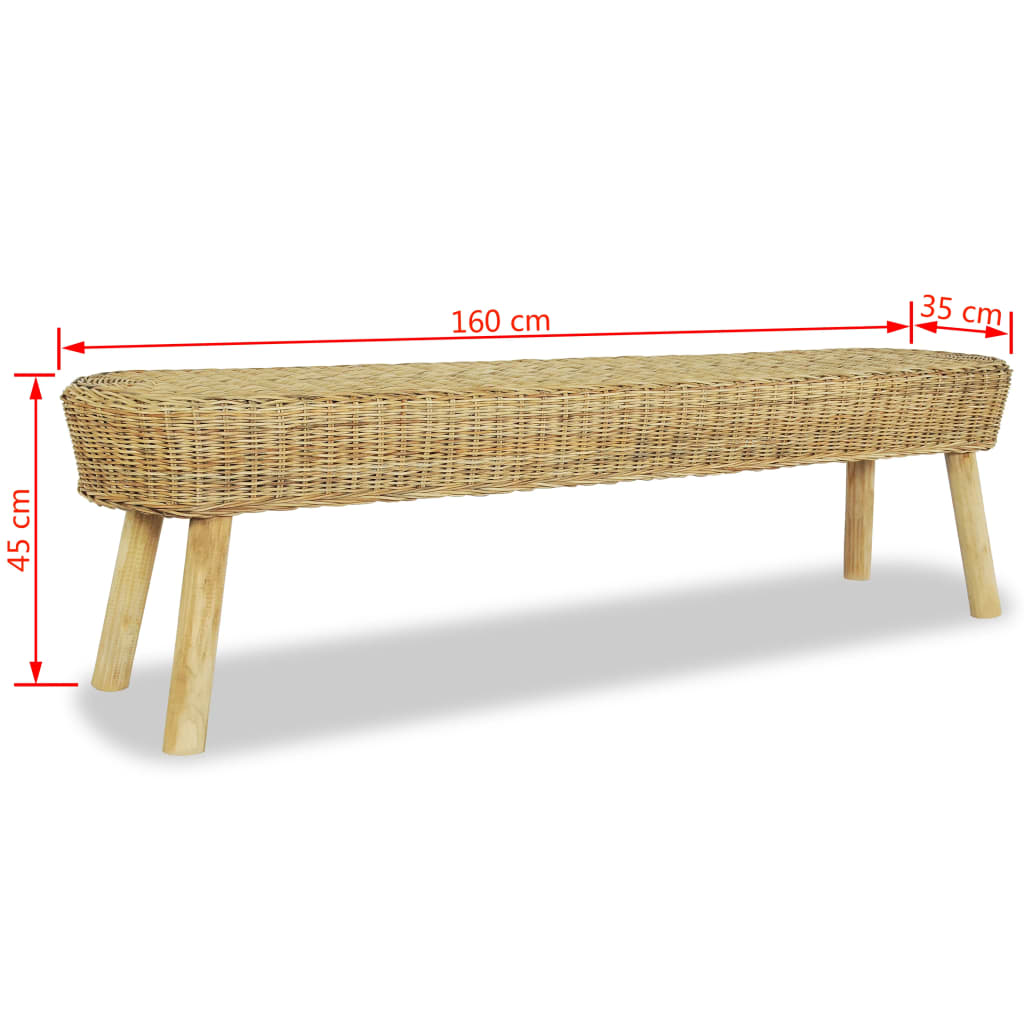 Panca da Ingresso 110x35x45 cm in Rattan Naturale 244580