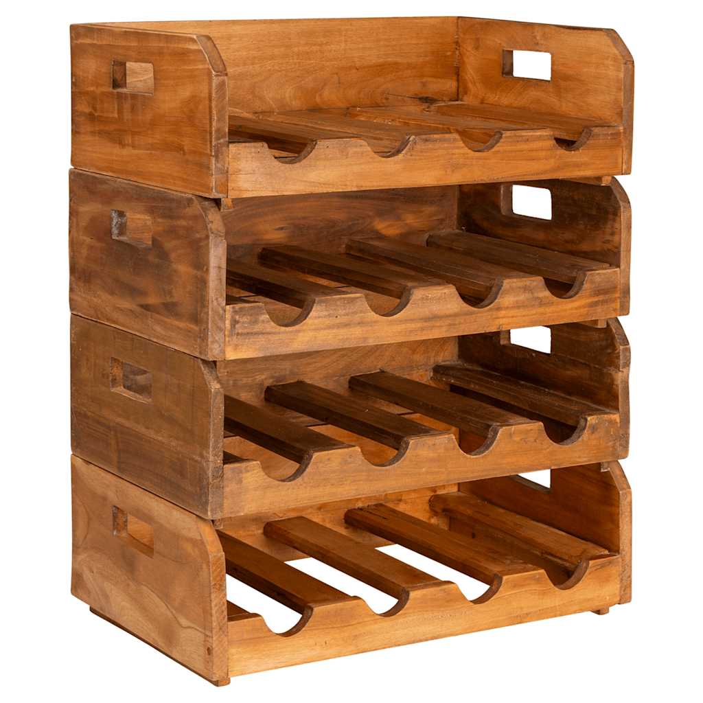 Set Portavini 4pz per 16 Bottiglie in Legno Massello Recuperato 244491