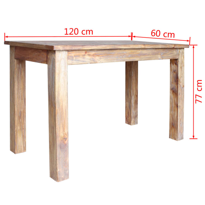 Tavolo da Pranzo in Legno Massello Anticato 120x60x77 cm 244496