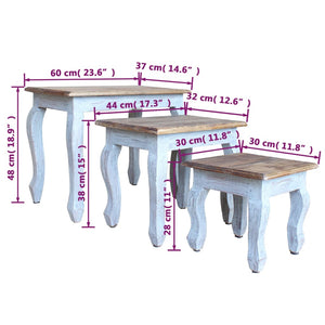 Set Tavolini a Incastro 3 pz in Legno Massello di Recupero cod mxl 22711