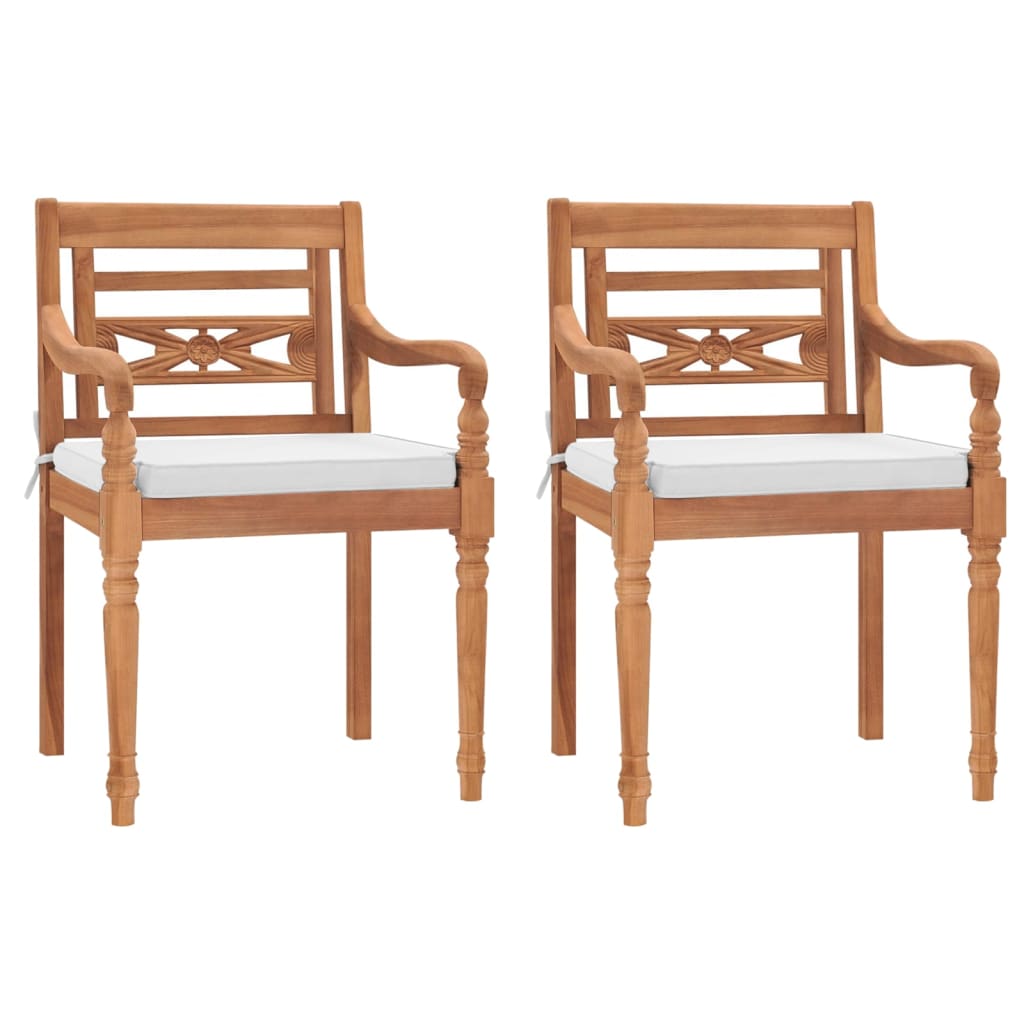 Sedie Batavia 2 pz con Cuscini in Legno Massello di Teak 43056