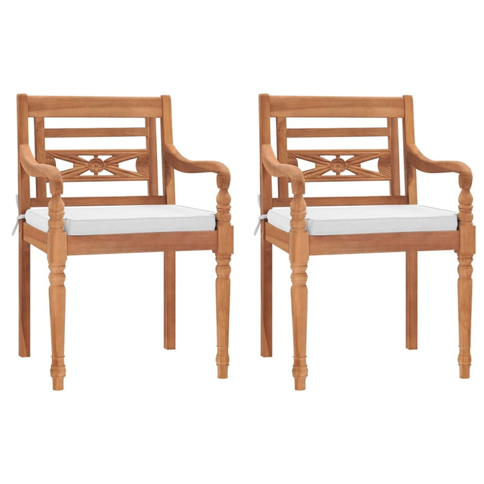 Sedie Batavia 2 pz con Cuscini in Legno Massello di Teak 43056