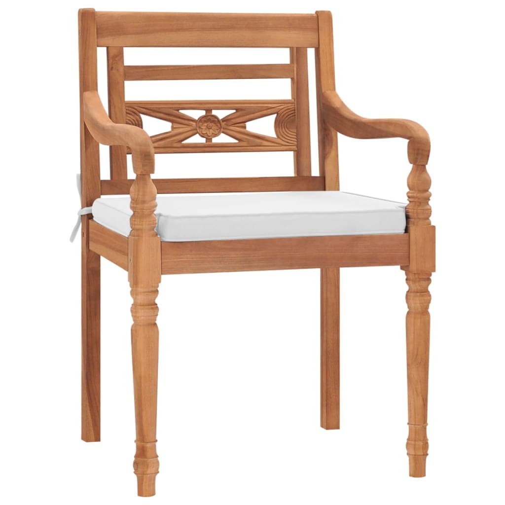 Sedie Batavia 2 pz con Cuscini in Legno Massello di Teak 43056