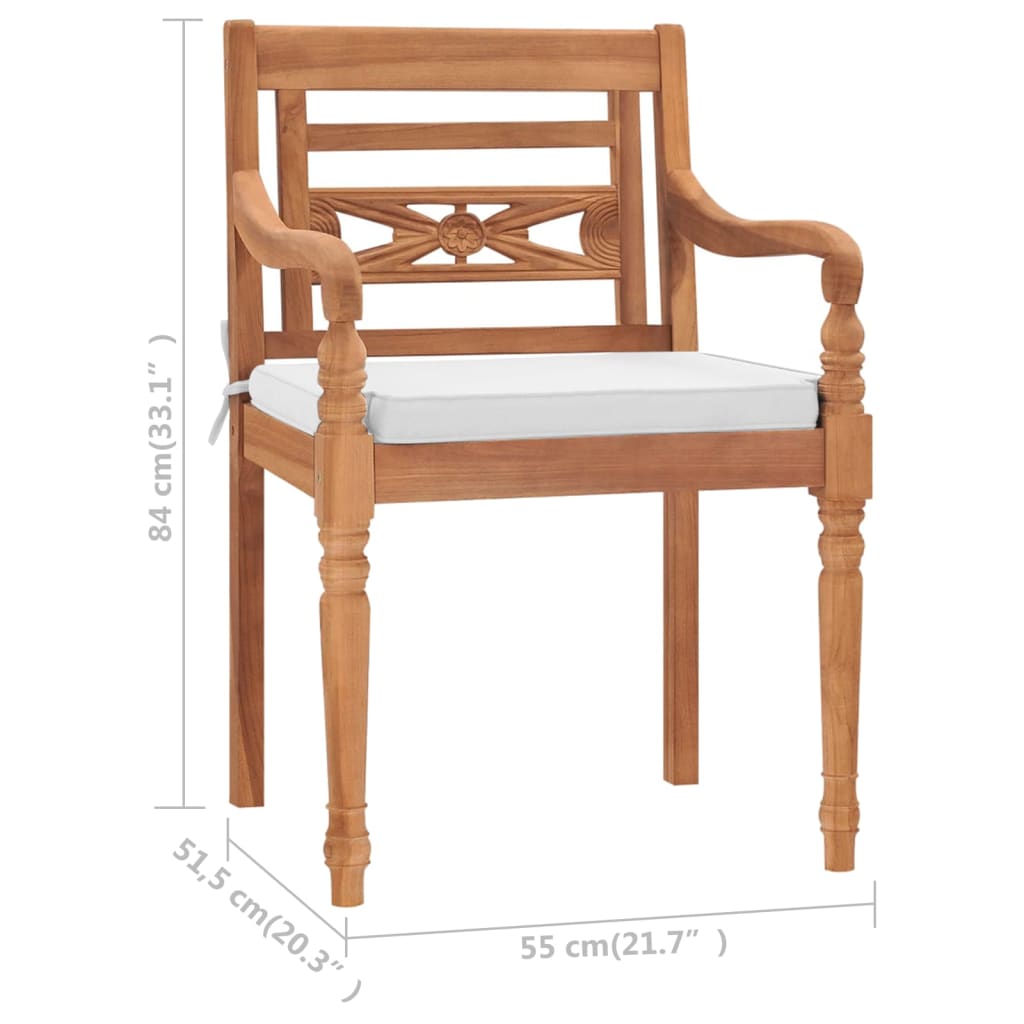 Sedie Batavia 2 pz con Cuscini in Legno Massello di Teak cod mxl 5974