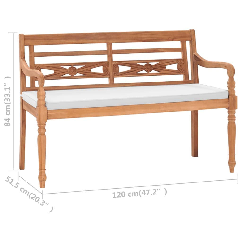 Panchina Batavia con Cuscini 120 cm in Teak cod mxl 45766