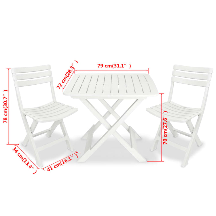 Set da Bistrot 3 pz in Plastica Bianco cod mxl 48406