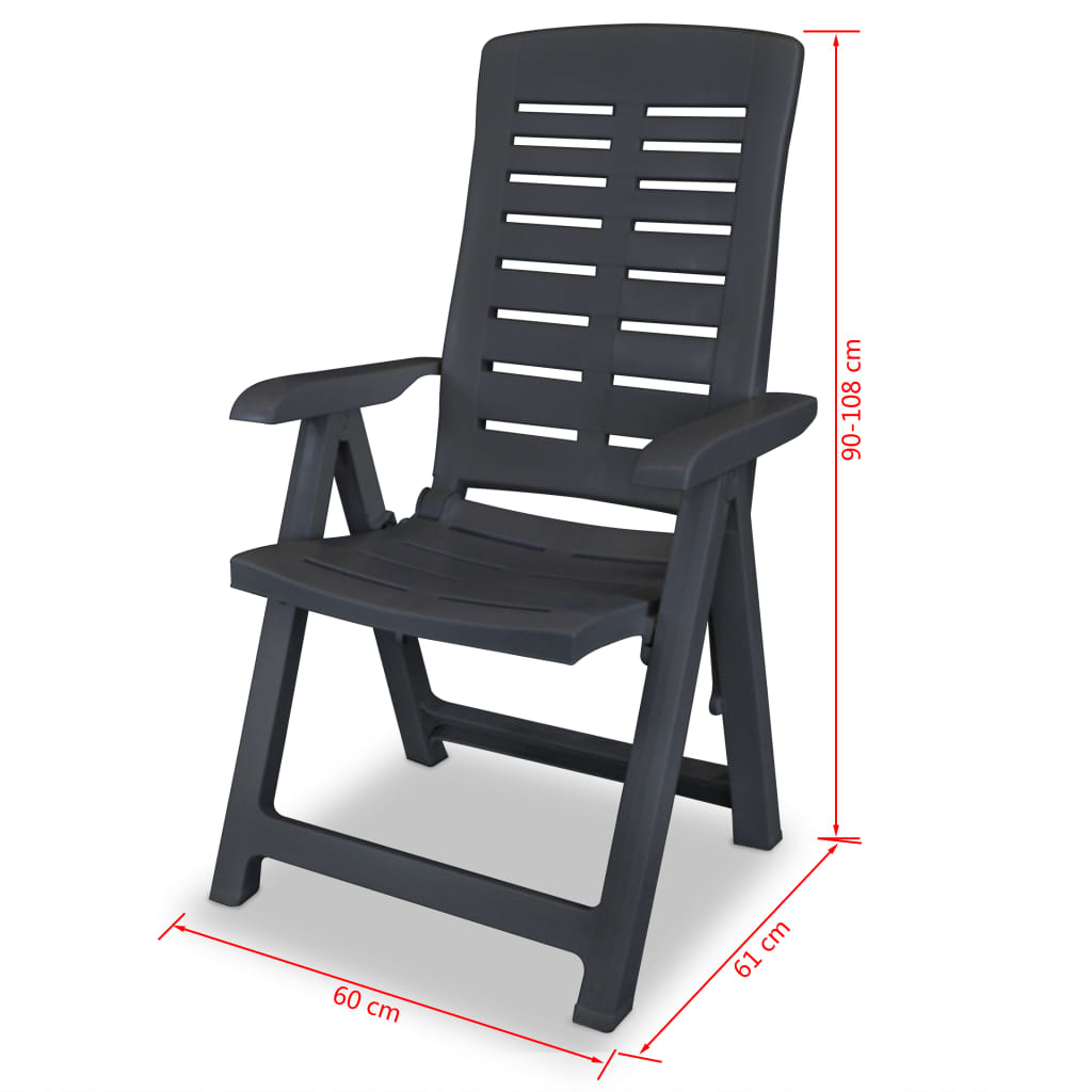 Sedia da Giardino Reclinabile in Plastica Antracite 43591