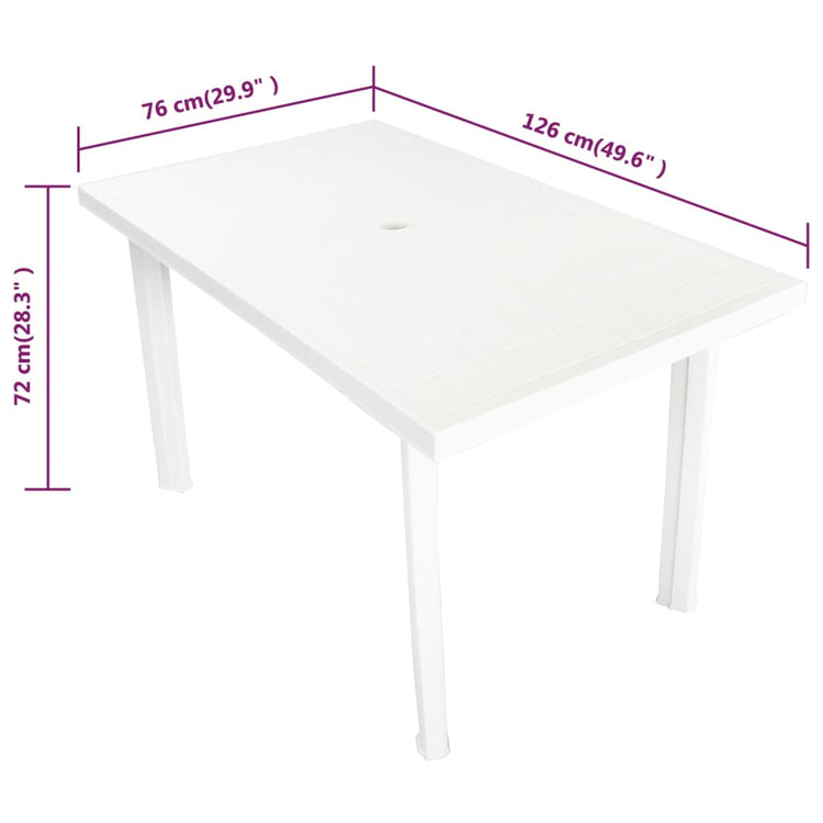 Tavolo da Giardino Bianco 126x76x72 cm in Plastica cod mxl 34419