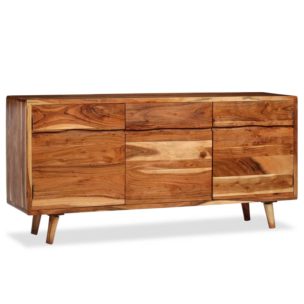 Credenza in Legno Massello con Ante Intagliate 160x40x75 cm 244976