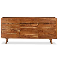 Credenza in Legno Massello con Ante Intagliate 160x40x75 cm 244976