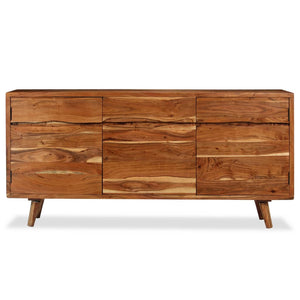 Credenza in Legno Massello con Ante Intagliate 160x40x75 cm 244976