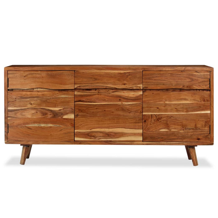 Credenza in Legno Massello con Ante Intagliate 160x40x75 cm 244976