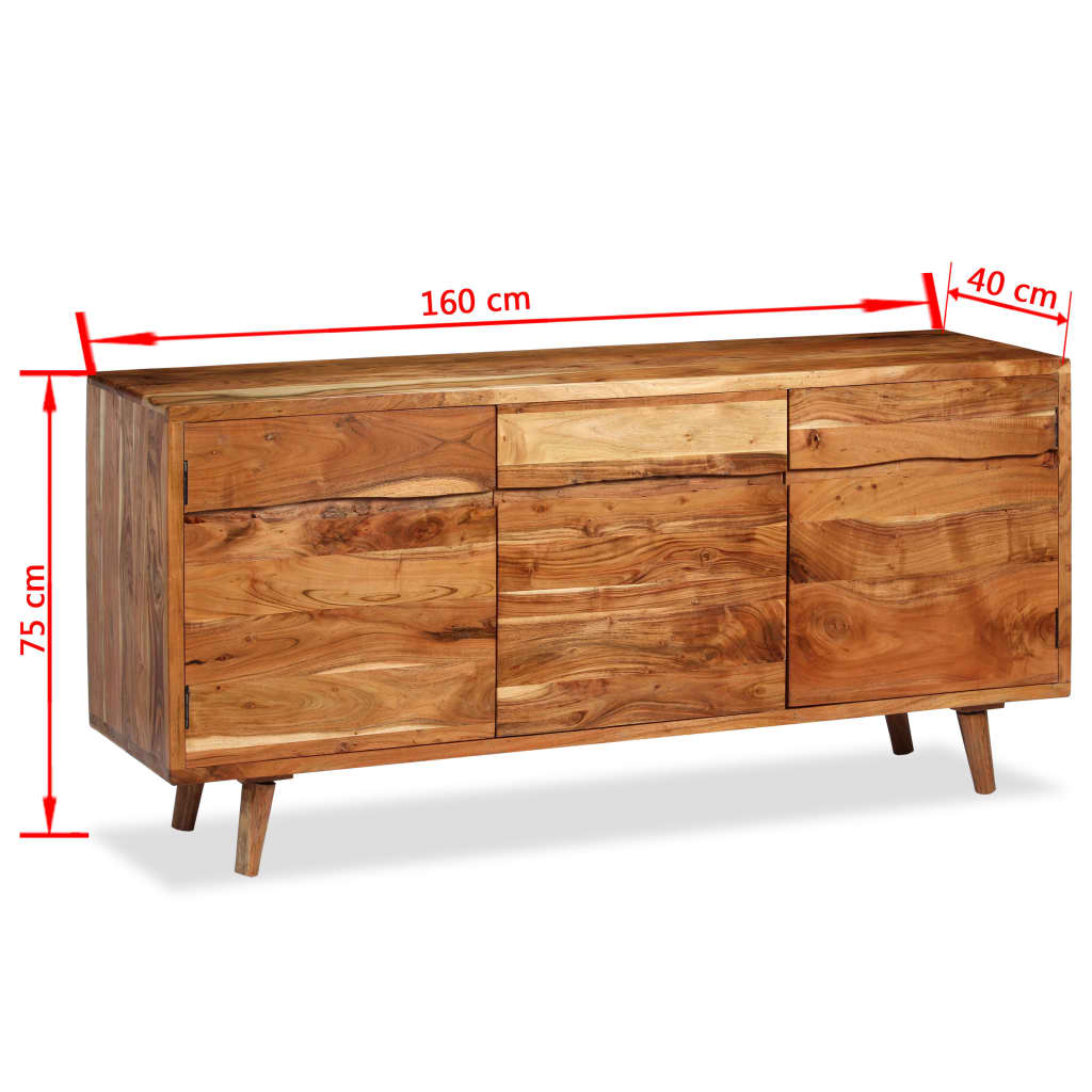 Credenza in Legno Massello con Ante Intagliate 160x40x75 cm 244976