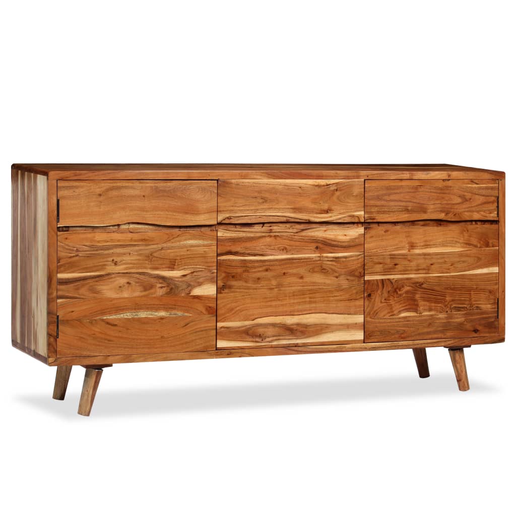 Credenza in Legno Massello con Ante Intagliate 160x40x75 cm 244976