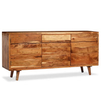 Credenza in Legno Massello con Ante Intagliate 160x40x75 cm 244976