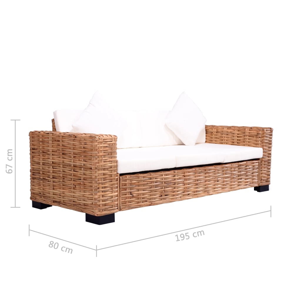 15 Pz Set Sofa in Rattan Naturale  cod mxl 12729